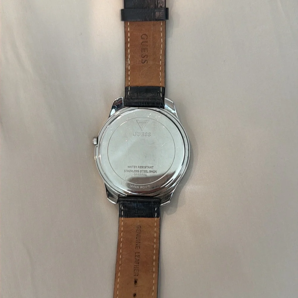 Guess black leather band watch
